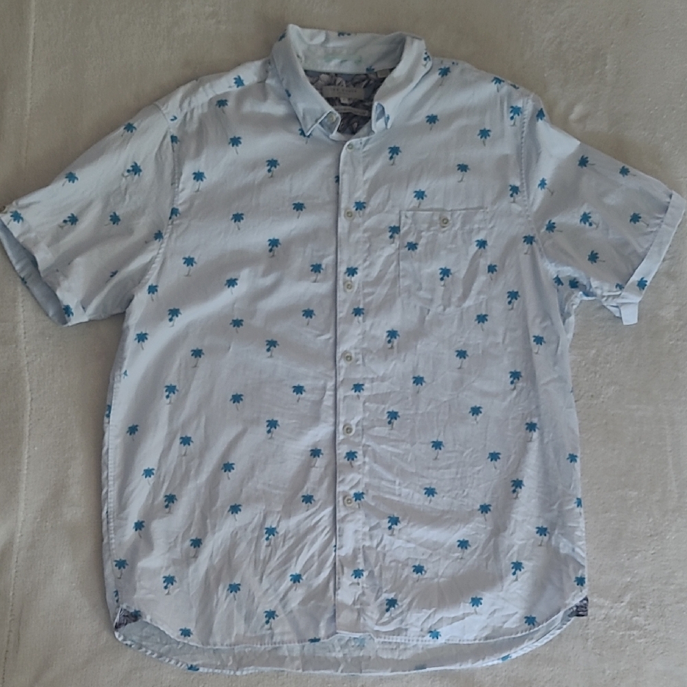 Ted Baker London Palm Tree Shirt Mens 6 XL Button Up Resort Cotton Summer